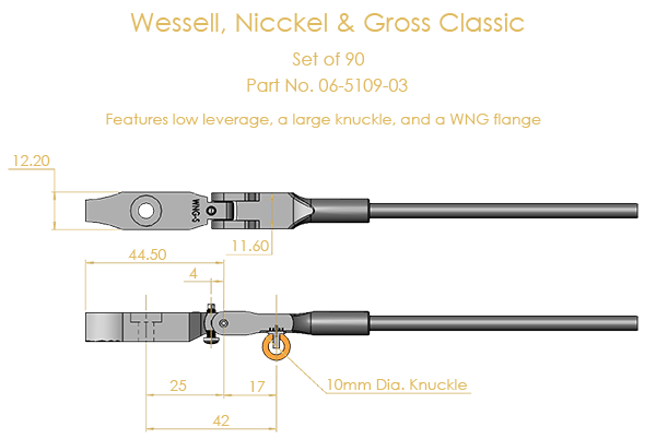 Wessell, Nickel & Gross Classic Shank & Flange Set, Flex 2 (knuckles not attached)