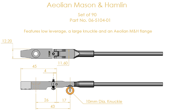 Aeolian Mason & Hamlin Shank & Flange Set,  (knuckles not attached)