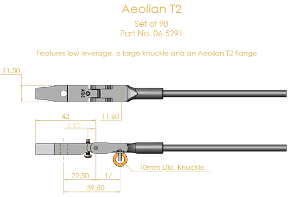 Aeolian T2 Shank & Flange Set, Flex 1 (knuckles attached)