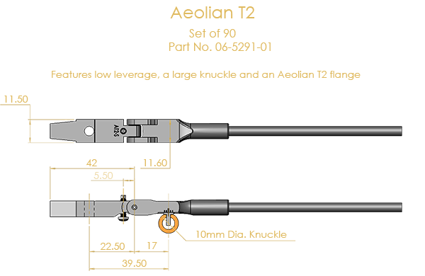 Aeolian T2 Shank & Flange Set, Flex 1 (knuckles not attached)