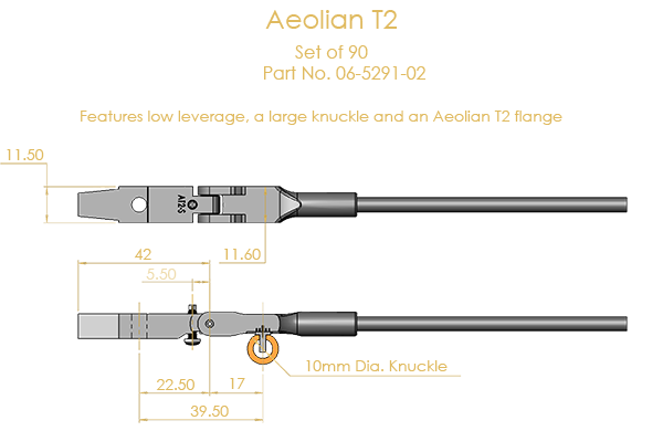 Aeolian T2 Shank & Flange Set, Flex 2 (knuckles attached)