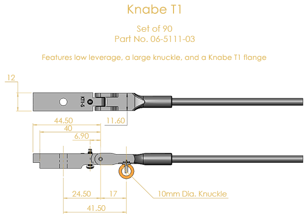 Knabe T1 Shank & Flange Set, Flex 2 (knuckles not attached)