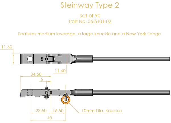 Steinway Type 2 Shank & Flange Set, Flex 2