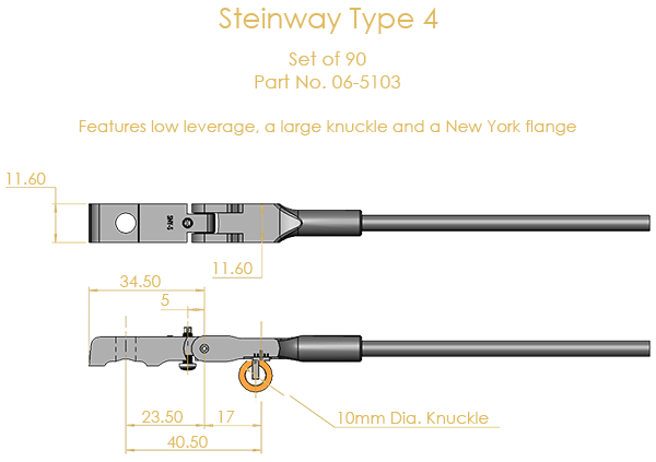 Steinway Type 4 Shank & Flange Set, 