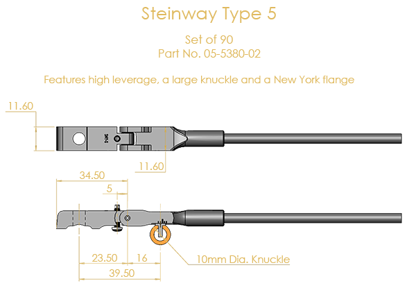 Steinway Type 5 Shank & Flange Set, Flex 2