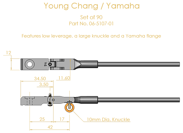 Young Chang / Yamaha Shank & Flange Set, (knuckles not attached)